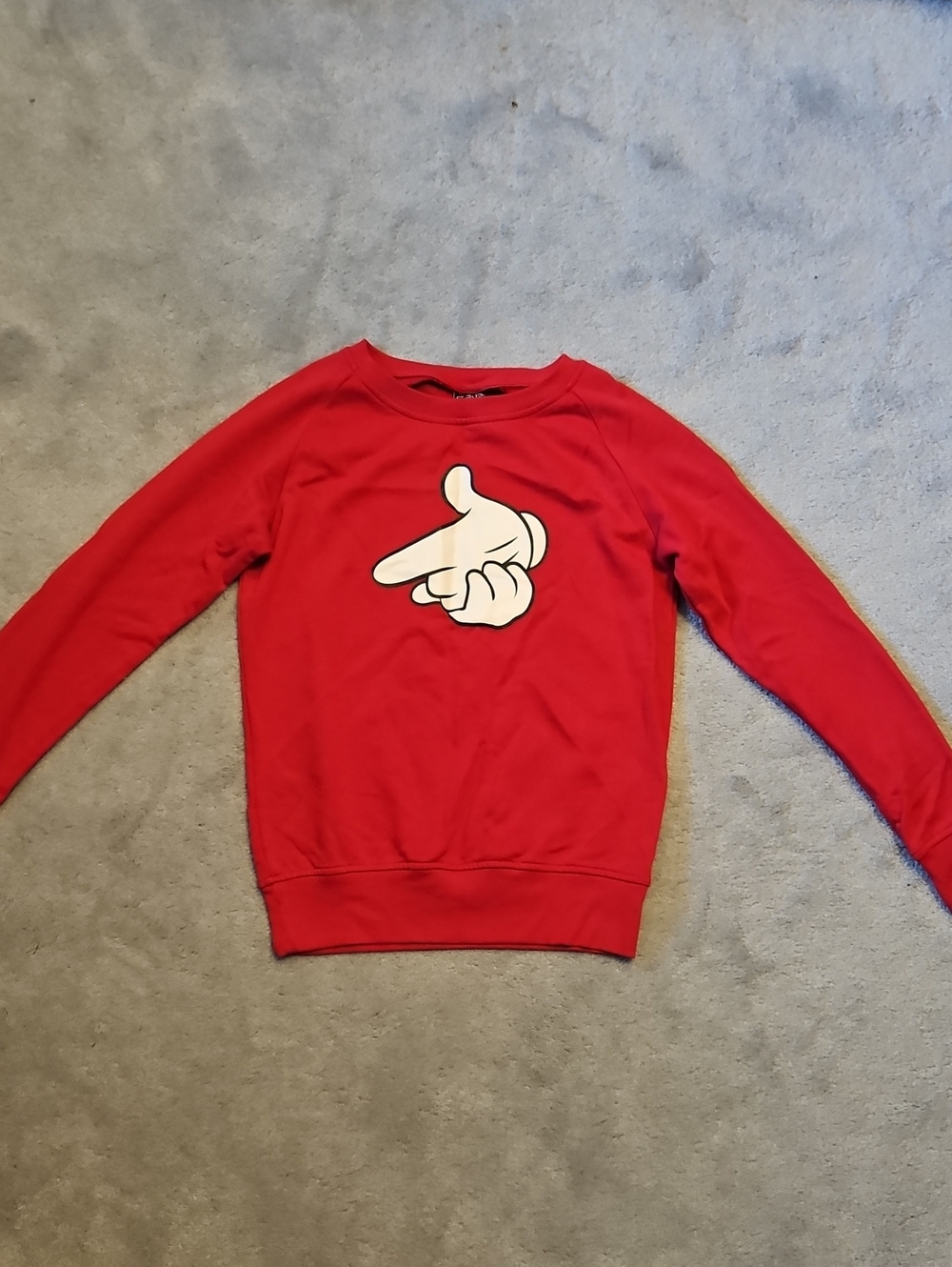 Crooks & Castles Red Crewneck Sweater with White Hand Graphic